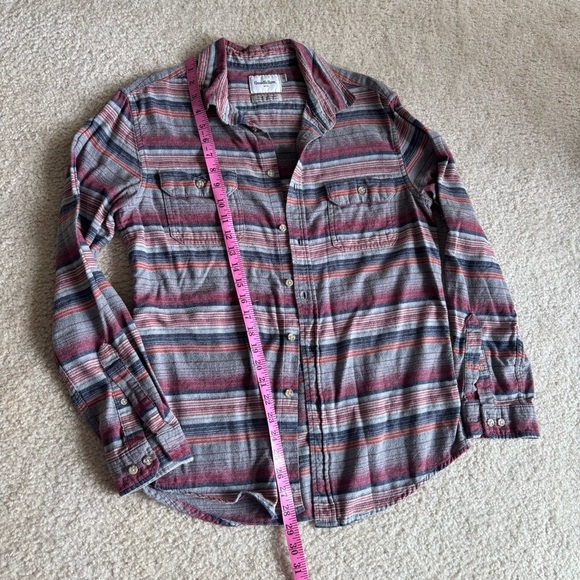 Mutl-Colored Stripped Long Sleeve Flannel Shirt - Picture 7 of 9